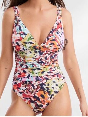 Bleu Rod Beattie 14 Swimsuit One-Piece Party Animal in multi graphic NWT